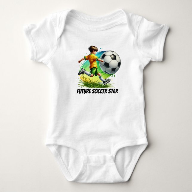 Cool boys future Soccer star customizable Baby Bodysuit (Front)
