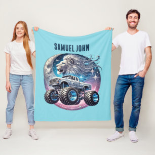 Cool boys monster truck add name fleece blanket