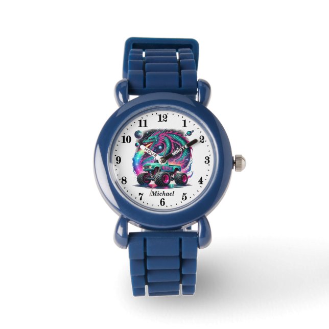 Cool boys monster truck add name watch (Front)
