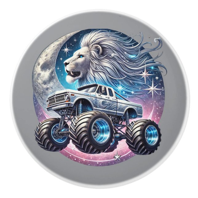 Cool boys monster truck  ceramic knob (Front)