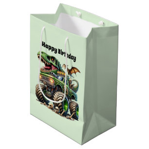 Cool boys monster truck  medium gift bag