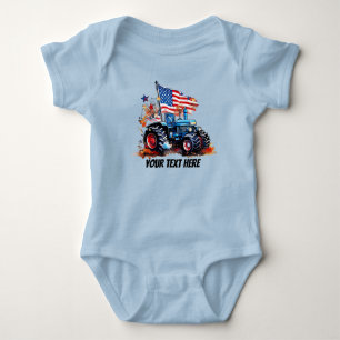 Cool boys Patriotic tractor Baby Bodysuit