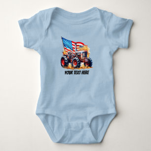 Cool boys Patriotic tractor Baby Bodysuit