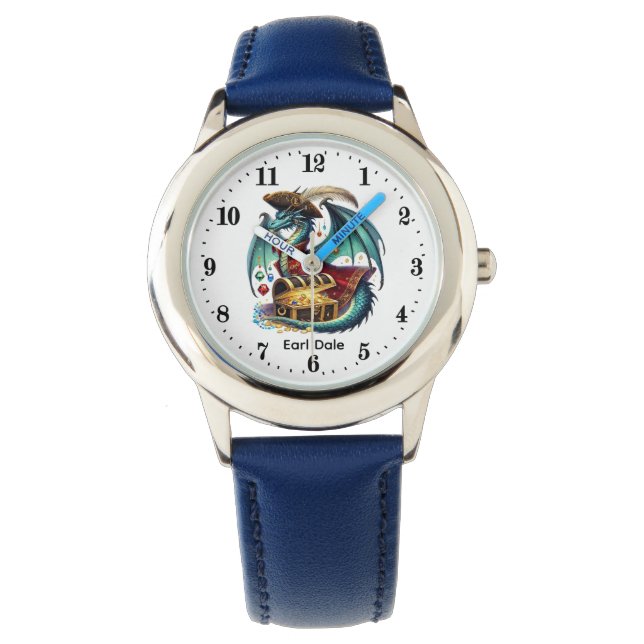 Cool Boys Pirate dragon add name  Watch (Front)