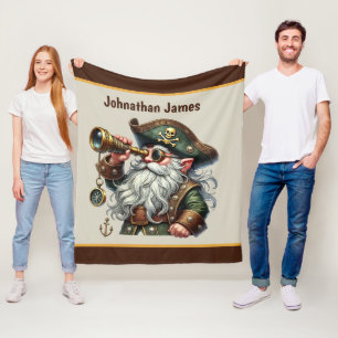 Cool boys pirate lovers add name fleece blanket