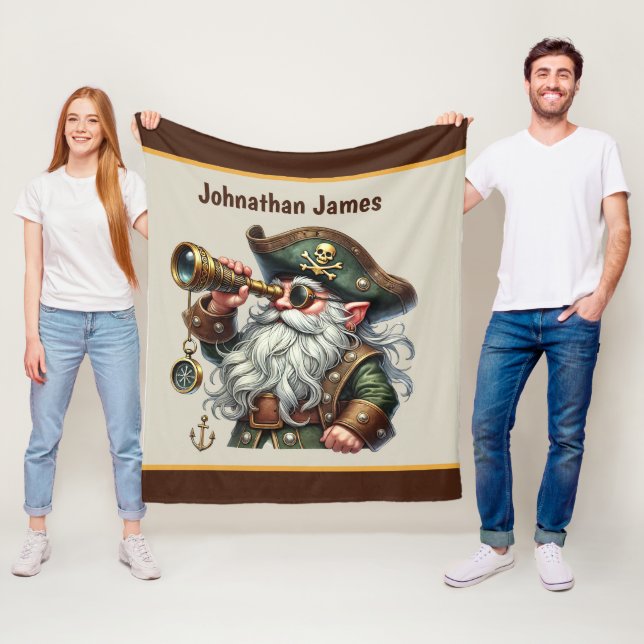 Cool boys pirate lovers add name  fleece blanket (In Situ)