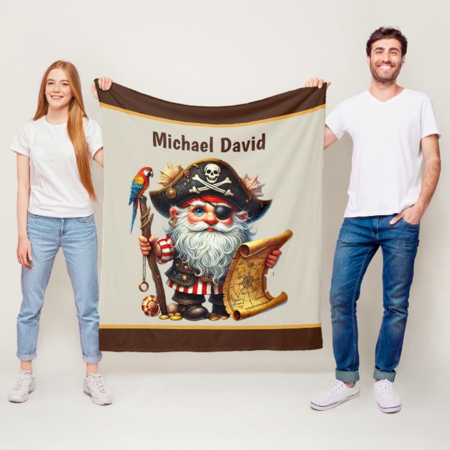 Cool boys pirate lovers add name  fleece blanket (In Situ)