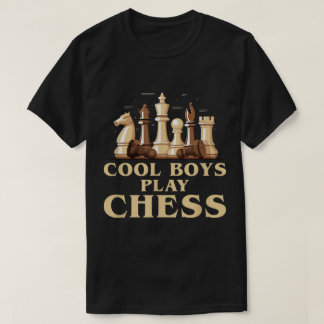 Cool Boys Play Chess Design T-Shirt