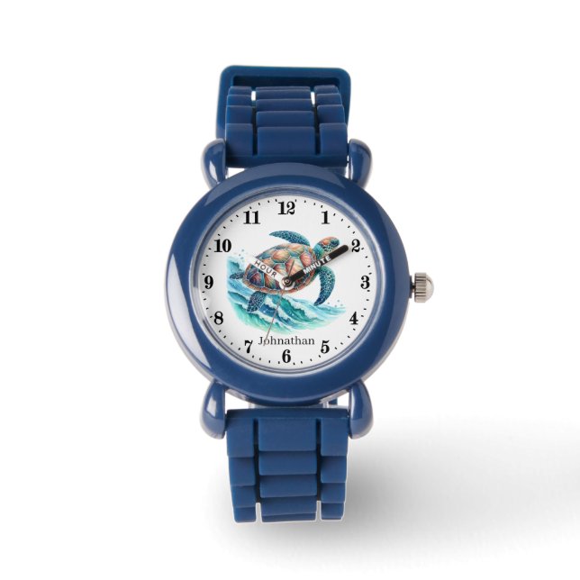 Cool boys sea turtle add name watch (Front)