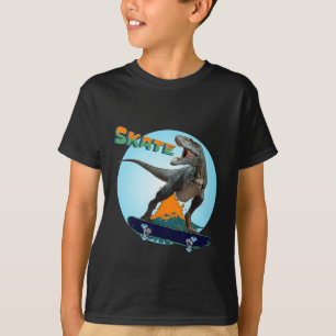Cool Boys Skateboarding T Rex Dinosaur Skateboard T-Shirt