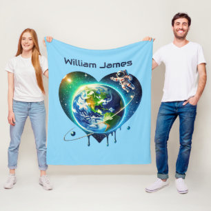Cool boys space lovers add name fleece blanket
