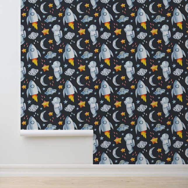 Cool boys space lovers tiled pattern wallpaper (Application)
