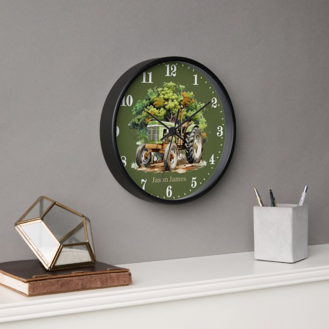 Cool boys Tractor lovers add name Clock (Office)