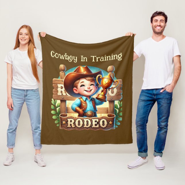 Cool boys training cowboy fleece blanket (In Situ)