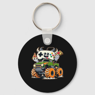 Cool Boys Video Game Pizza Lifted 4x4 Truck Keychain
