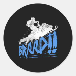 Cool Braap Snowmobile Snowrider Classic Round Sticker