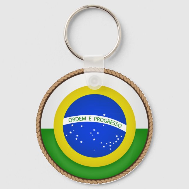 Cool Brazil Flag Seal Keychain (Front)