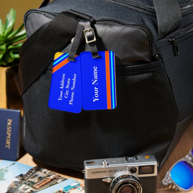 Cool Bright Blue Luggage Modern Luggage Tag (Front & Back)