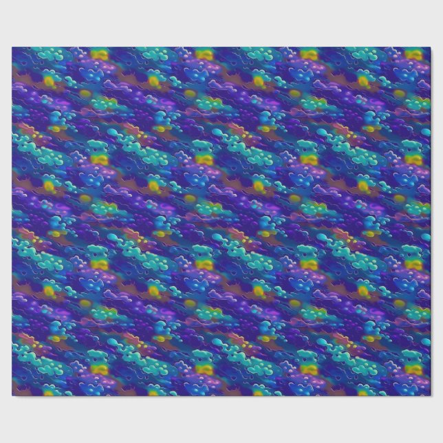 Cool Bright Purple Blue Cosmic Cloud Pattern Wrapping Paper (Seam)