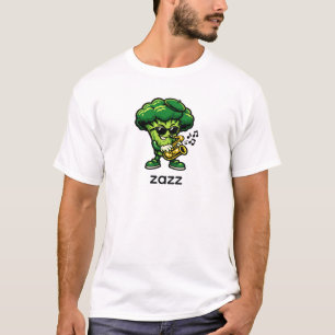 Cool Broccoli Playing Saxophone   Funny Jazz Veget T-Shirt
