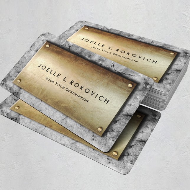 Cool Bronze Plaque Grey Concrete Generic Business Card (Creator Uploaded)