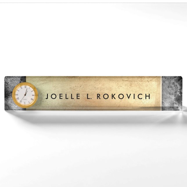 Cool Bronze Plaque Grey Concrete Generic Business Nameplate (Front)