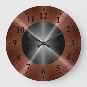 Cool Bronze Silver Stainless Steel Metal Large Clock