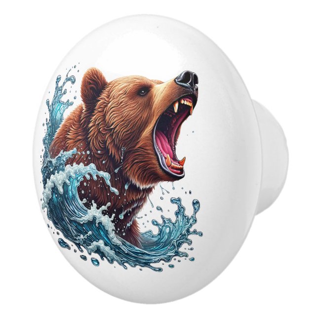 Cool brown bear Country lovers  Ceramic Knob (Right)