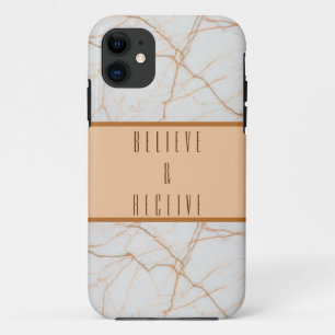 Cool Brown Marble Believe & Receive iPhone 11 Case