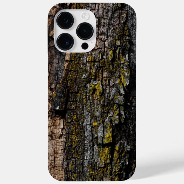 Cool Brown mossy wood bark with yellow lichen Case-Mate iPhone Case (Back)
