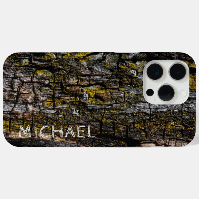 Cool Brown mossy wood bark Your custom name  Case-Mate iPhone Case (Back (Horizontal))