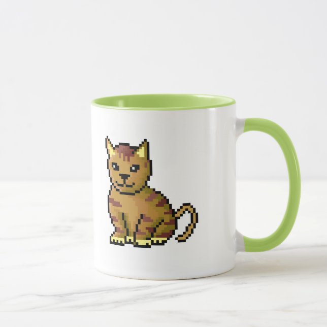 Cool brown pixel tabby cat mug (Right)