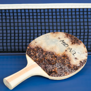 Cool brown rusty metal texture Custom name Ping Pong Paddle