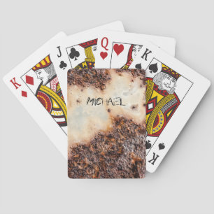Cool brown rusty metal texture Your name Playing Cards