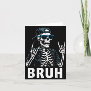 Cool Bruh Skeleton Rock On Halloween Men Teens Card