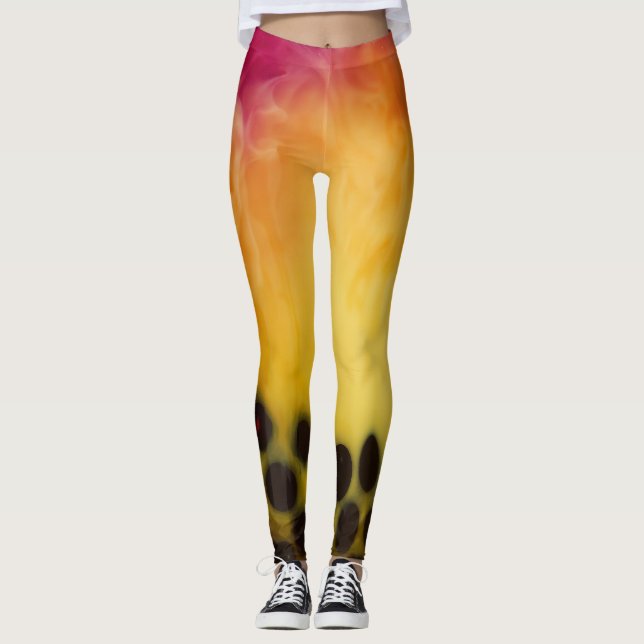 Cool bubble tea photo effect abstract colours leggings (Front)