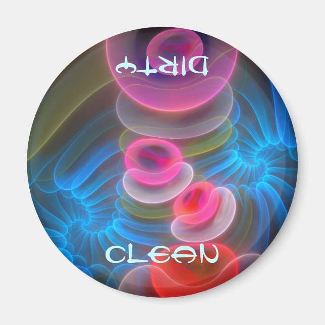 Cool bubbles Clean Dirty diswasher magnet (Front)