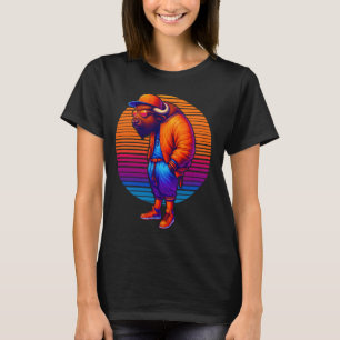 Cool Buffalo Modern Urban Style Sunset Retro Art T-Shirt