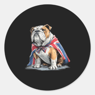 Cool Bulldog Costume In British Colors Classic Round Sticker