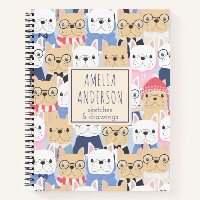 Cool Bulldog Dog Personalized Name Practice Notebook (Front)