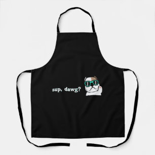 Cool Bulldog with Mint Sunglasses! Sup Dawg! Apron