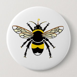 Cool BUMBLE BEE -Insect - yellow & black 4 Inch Round Button