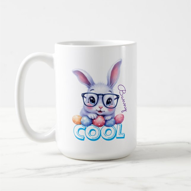 Cool Bunny Easter Personalized Coffee Mug (Left)