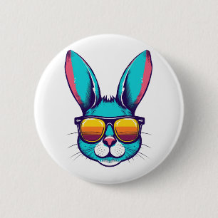Cool Bunny Face Sunglasses For Easter Rabbit 2 Inch Round Button