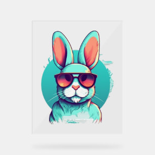 Cool Bunny Face Sunglasses For Easter Rabbit  Acrylic Sign
