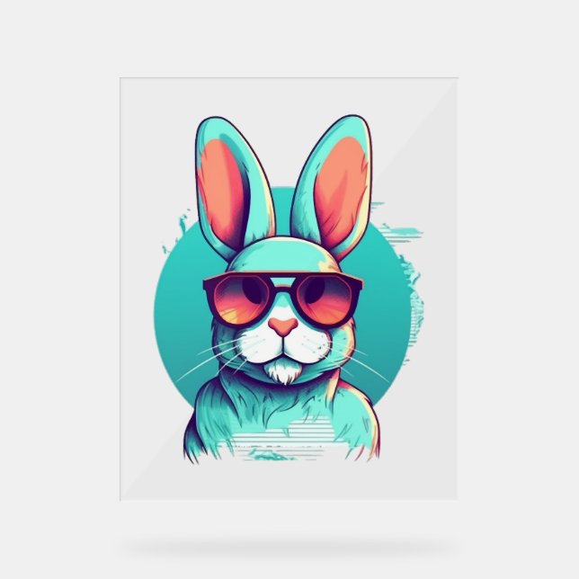 Cool Bunny Face Sunglasses For Easter Rabbit  Acrylic Sign (Front)