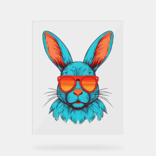 Cool Bunny Face Sunglasses For Easter Rabbit Acrylic Sign