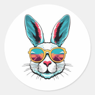 Cool Bunny Face Sunglasses For Easter Rabbit Classic Round Sticker