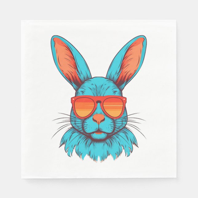 Cool Bunny Face Sunglasses For Easter Rabbit Napkin (Front)