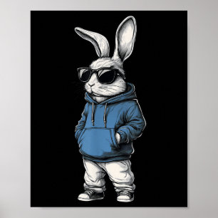 Cool Bunny Face Sungles Rabbit Happy Easter Day Ki Poster